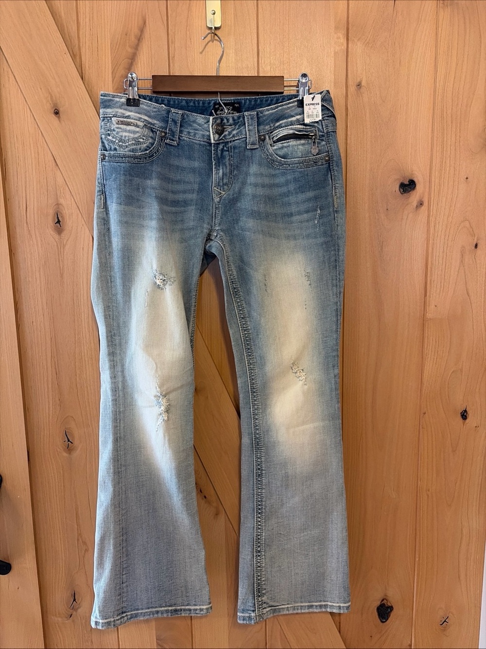 ReRock for Express NWT Y2K Bootcut Jeans 5/6 Light Wash Low Rise Stretch